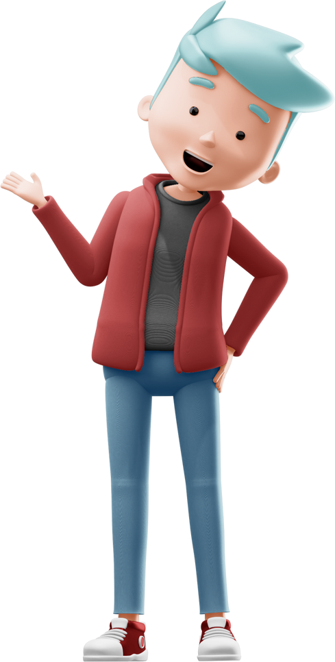 3D of Boy Presenting
